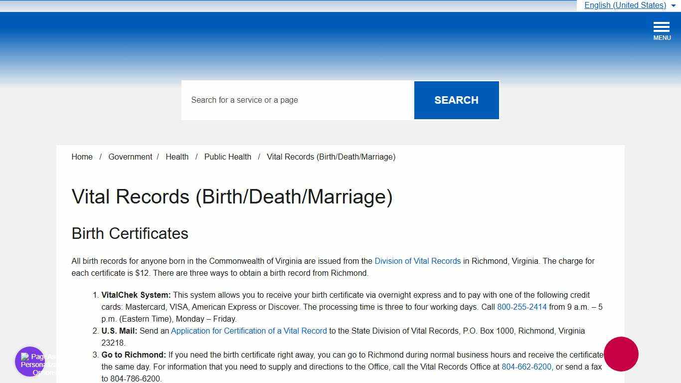 Vital Records (Birth/Death/Marriage) – Official Website of Arlington County Virginia Government