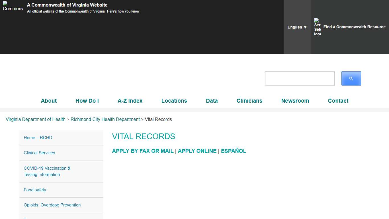 Vital Records - Richmond City Health Department