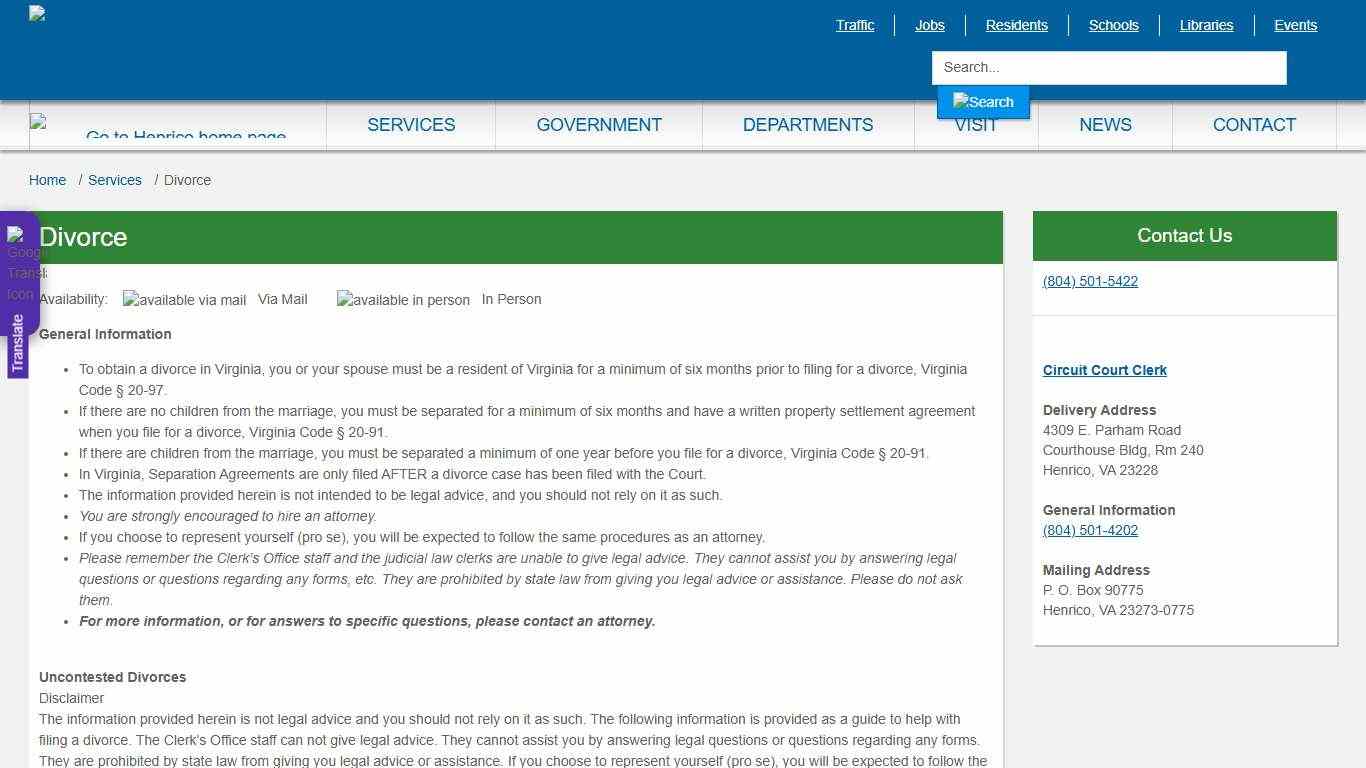 Divorce » Henrico County, Virginia